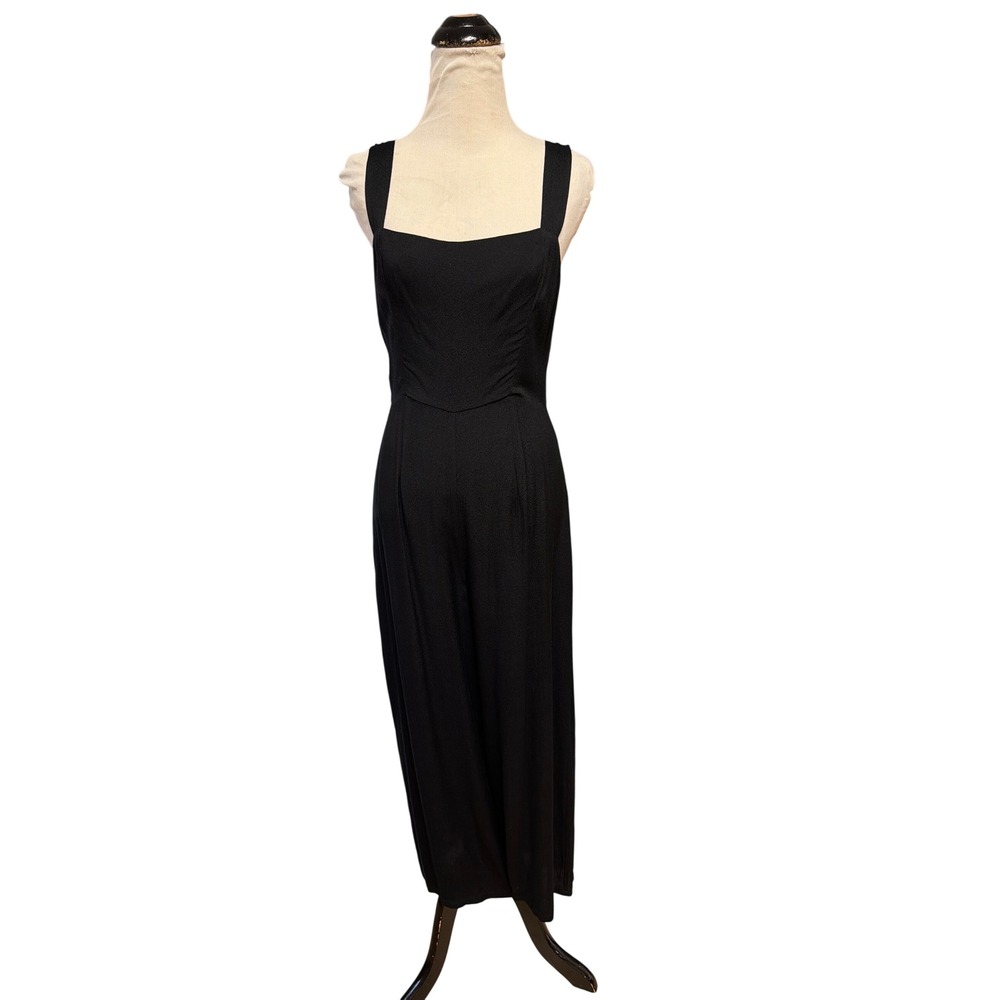 Reformation Black Square Neck Wide Leg Jumpsuit Minimalist Cocktail Small